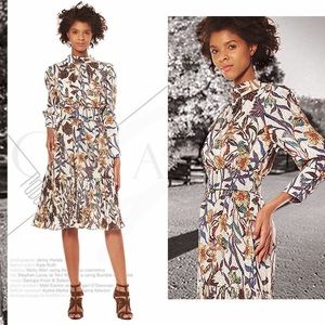 L/S Belted Fall Floral Print Dress by Gracia